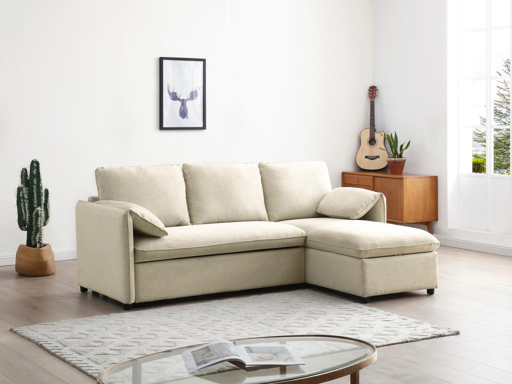 Lysvia MAEM67174 Convertible and Reversible Corner Sofa in Beige Fabric