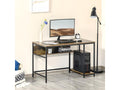 Lysvia Desk with Shelf - Industrial Style Metal Frame, Rustic Vintage Brown and Black - Lysvia WPNJ74373