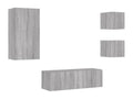 4-piece wall-mounted TV unit with Lysvia LED lights, Lysvia grey, UFDD34395