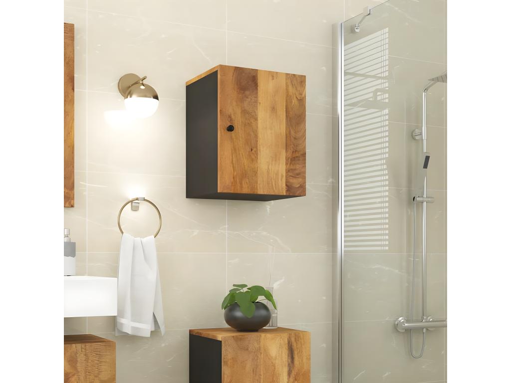 Wall-mounted bathroom cabinet 38x33x48cm solid mango wood MBKC70424