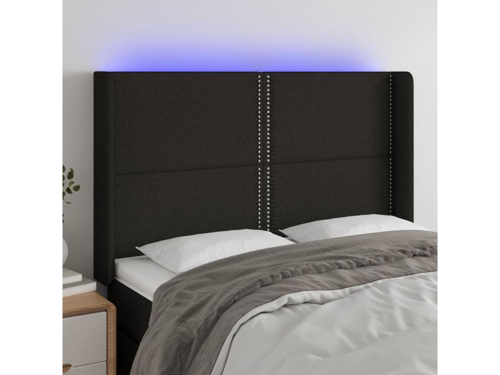 Black LED Headboard 147x16x118/128 cm Fabric IERX46603