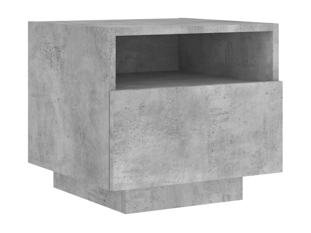Bedside cabinets with LED lights, 2 pcs, concrete grey, IWXO71306