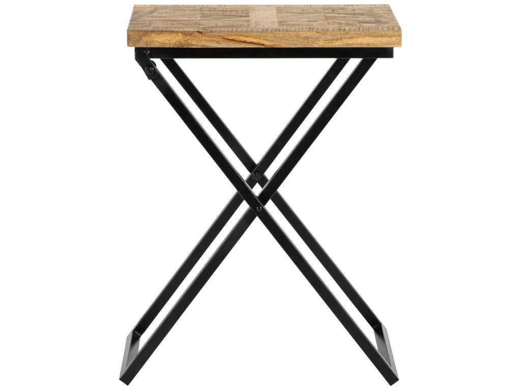 Lysvia KJCZ45054 Black Metal and Wood Side Table, End Table for Living Room, 48x35x63 cm