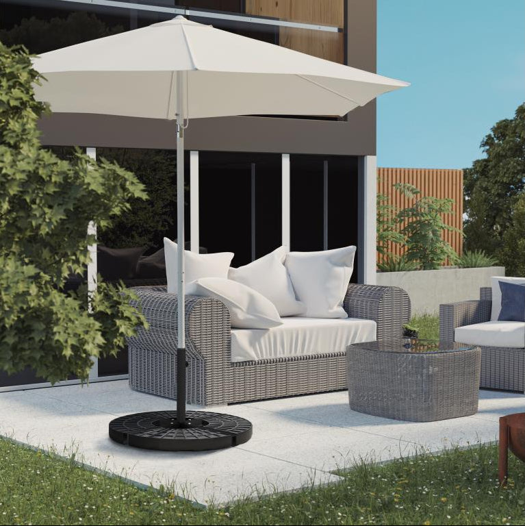 Parasol base, cross-shaped parasol stand, dimensions: 100L x 100W x 75H cm, black epoxy-coated metal, HZGL97296