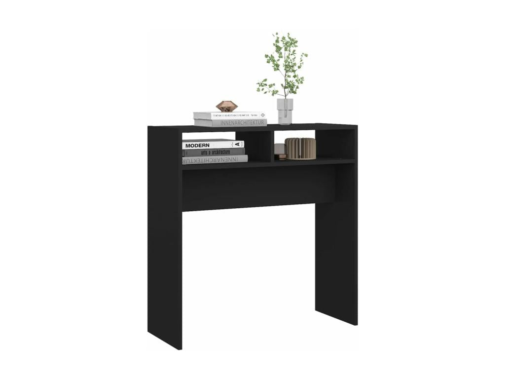 Black console table 78x30x80 cm engineered wood QGWY59045