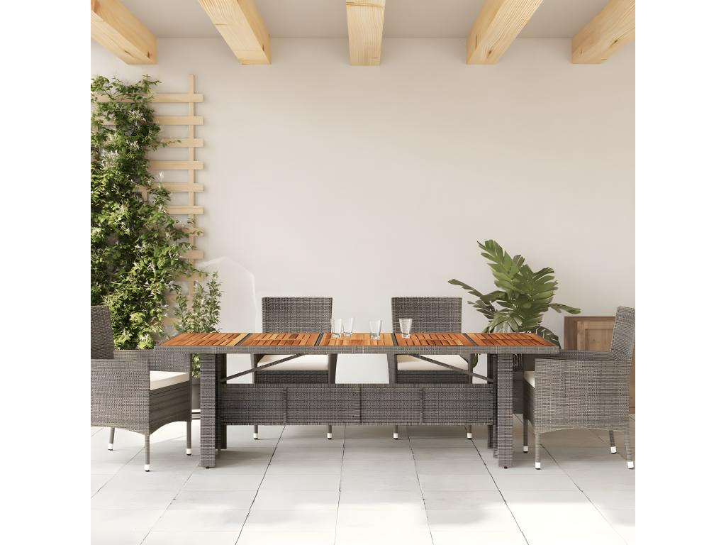 Garden furniture and tabletop in grey woven resin