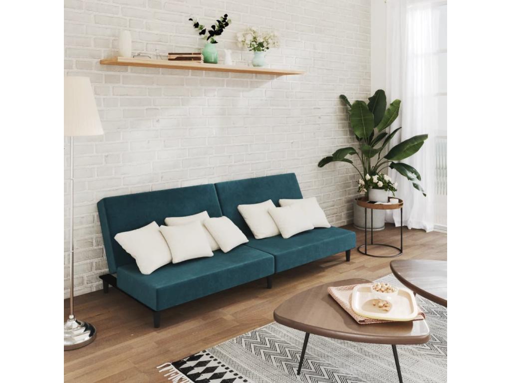 MGBR18865 2-Seater Sofa Bed in Blue Velvet