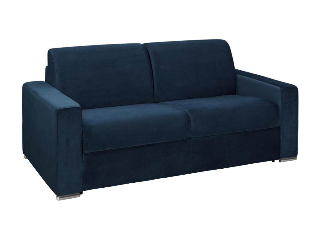 3-seater express convertible sofa in midnight blue velvet - Lysvia sleeping area, 140 cm wide - 18 cm Lysvia mattress MPYA30355
