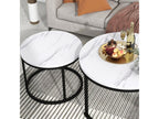 Set of 2 nesting coffee tables - industrial style - marble effect - White UAYZ57172