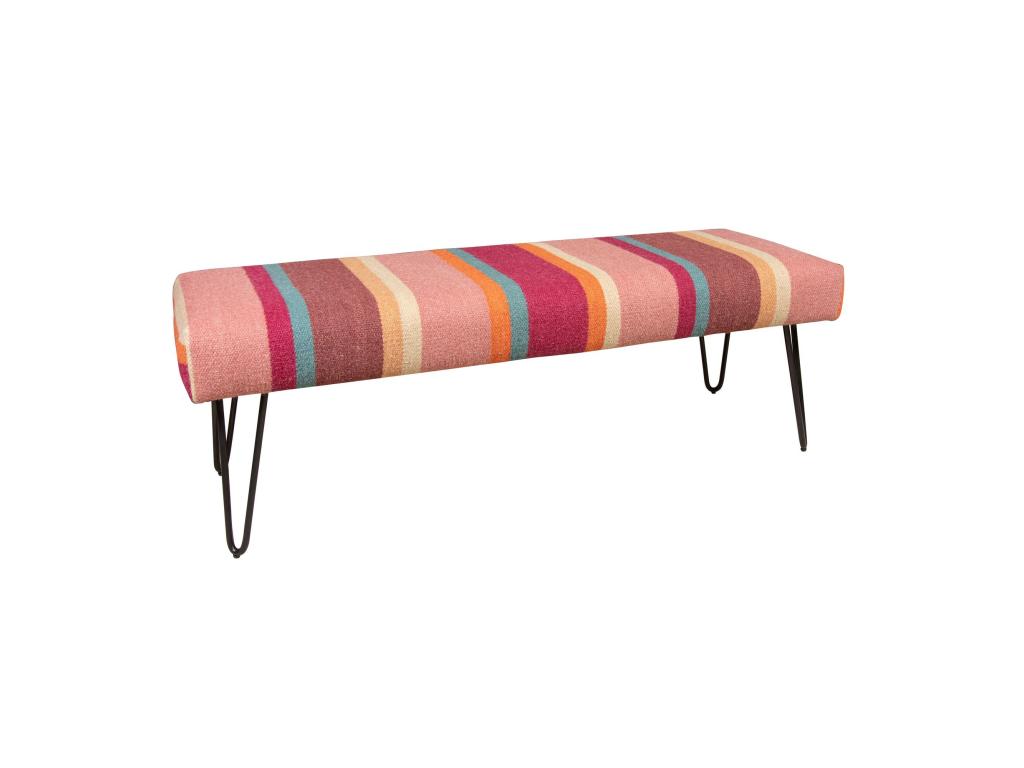 Lysvia Home - Colorful Fabric Bench with Black Metal Legs 120x40x42cm Lysvia NABY86844