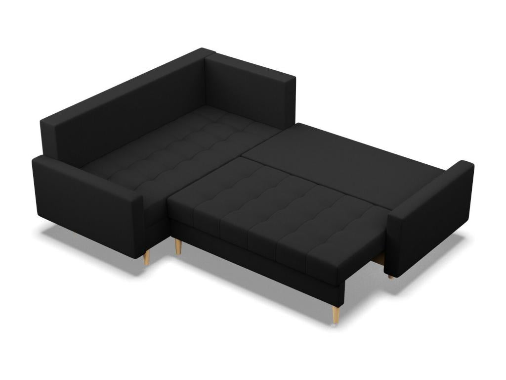 Left Corner Sofa with Ottoman Bed Function Black JUTG70613