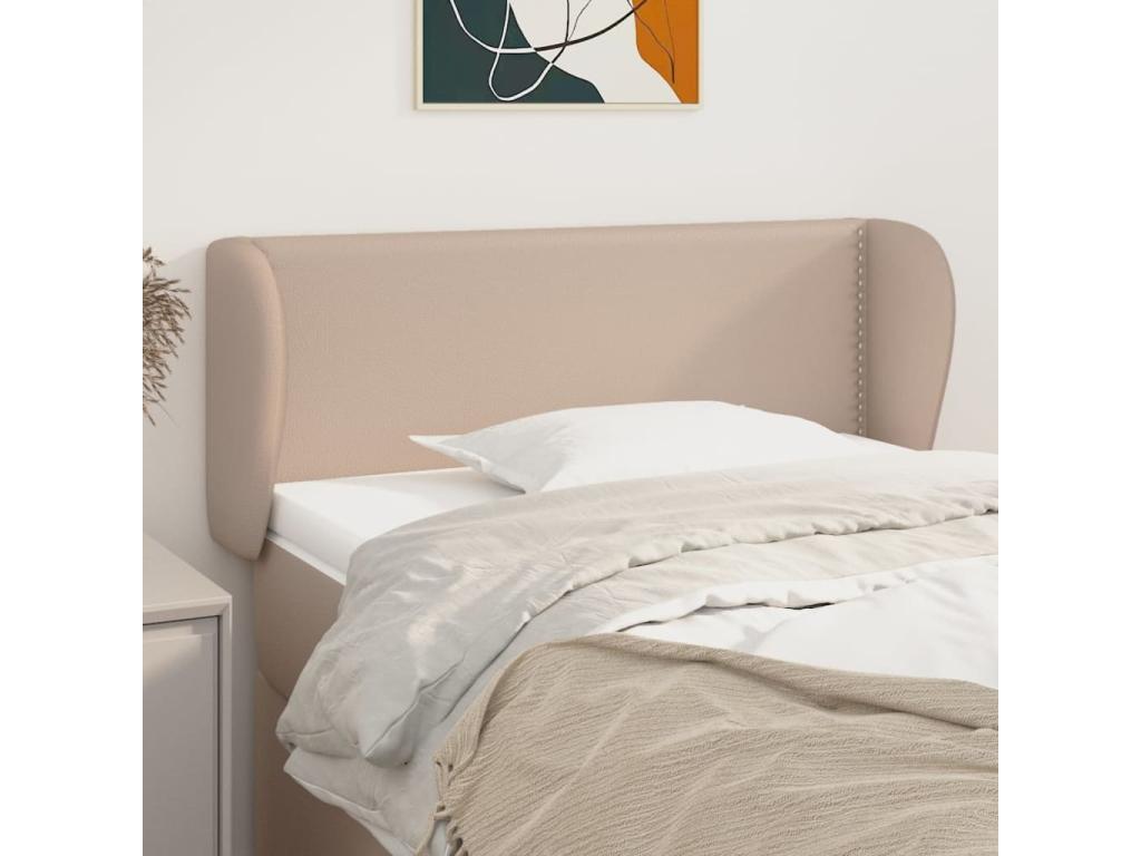 Headboard with wings, Cappuccino color, 83x23x78/88 cm, Faux leather, FPUO48426