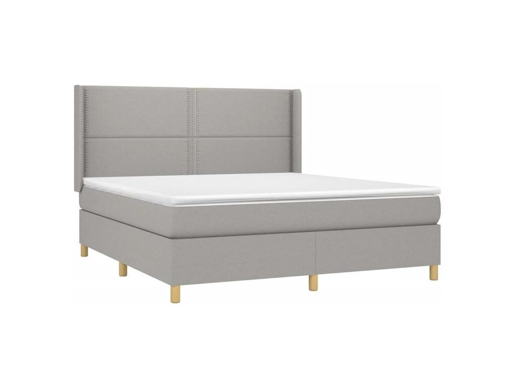 Lysvia bed base with light grey mattress 160x200 Fabric FVML24485
