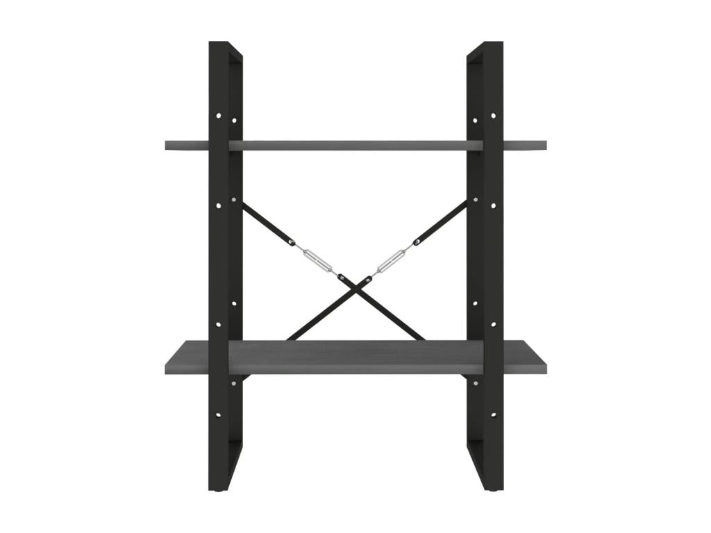 2-Tier Bookshelf Grey 60x30x70 cm Solid Pine Wood YKRW41961