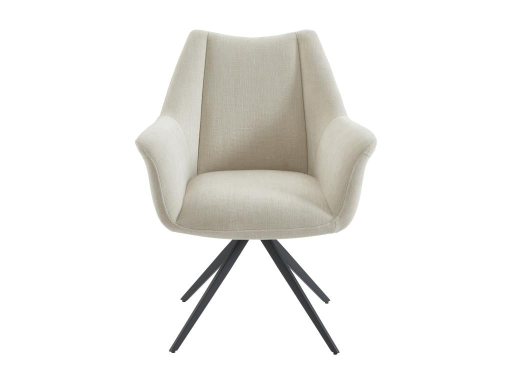 Set of 6 chairs with armrests in fabric and black metal - Beige - Dormeva DDOF71976