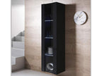 Display cabinet for living room/dining room in black with LED lighting, 40x29x165cm, V5 LHGK49765