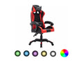 Gaming chair with red and black RGB LEDs, faux leather, PLWA85352