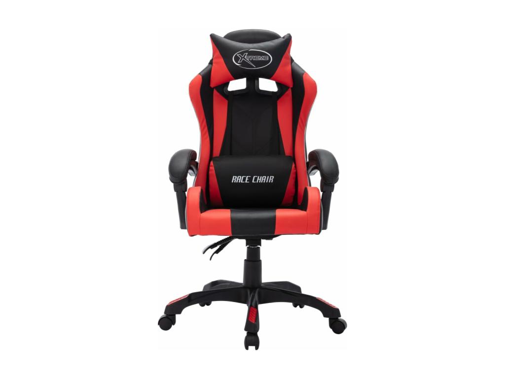 Gaming chair with red and black RGB LEDs, faux leather, PLWA85352