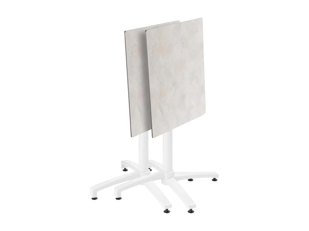 Concrete laminate patio table and 2 white armchairs set ZNEV12668