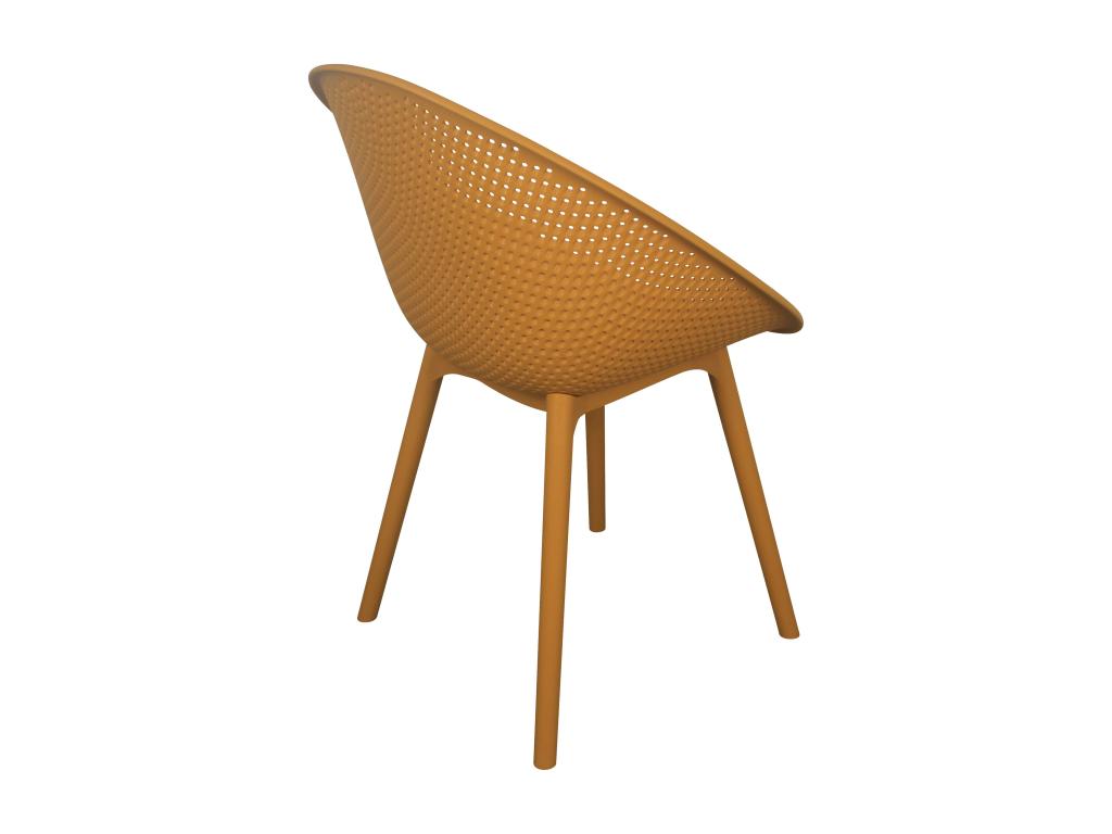 Set of 4 mustard yellow plastic patio chairs AXET29512