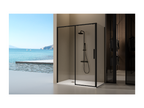 Dormeva fixed shower screen with sliding door, matte black, 148-150.6 cm, ZFNL15564