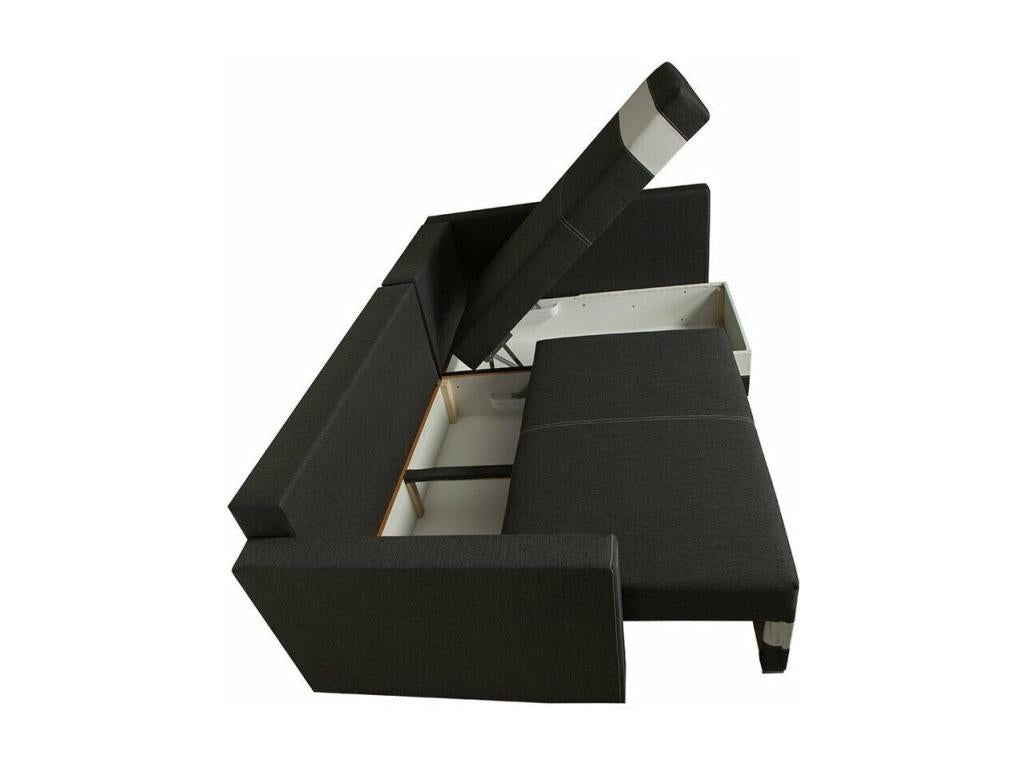 Edinburgh 100 Corner Sofa Light Brown with Sleeping Function and Bedding Box 230x82cm LUOU81039