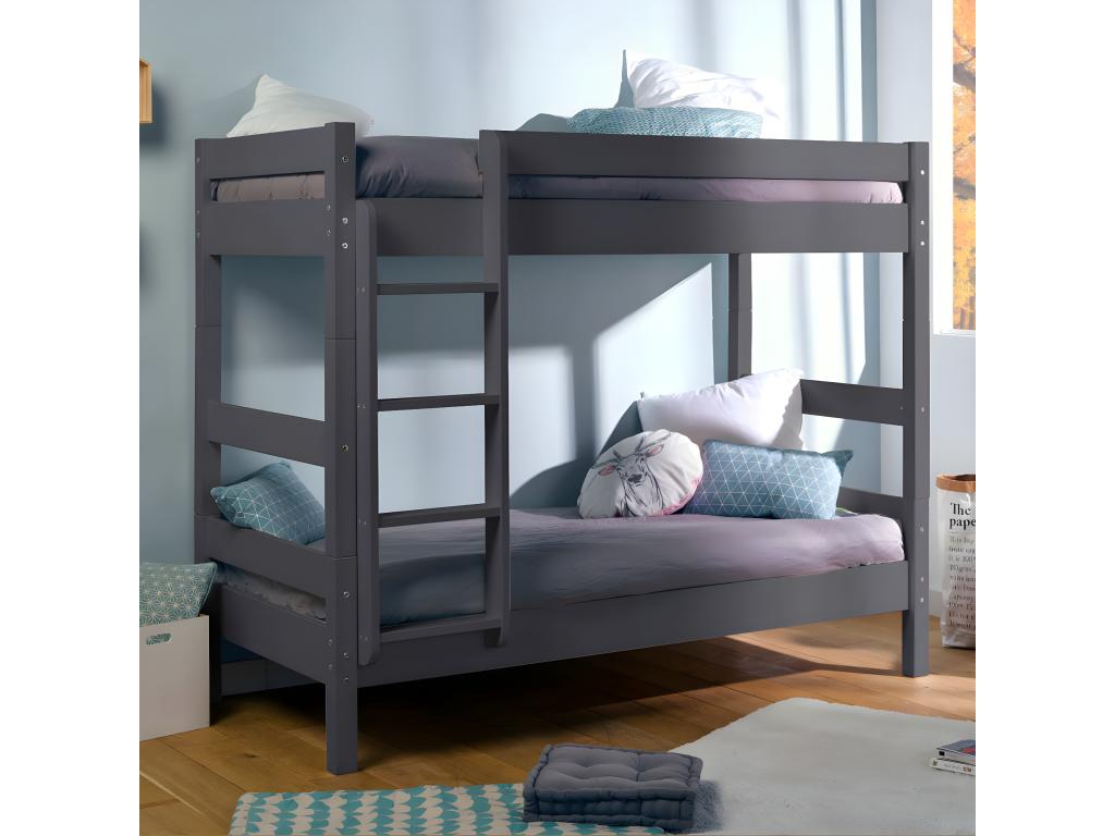 Dormeva IRXX15555 bunk bed with trundle bed and 90x190 cm mattress, solid white wood