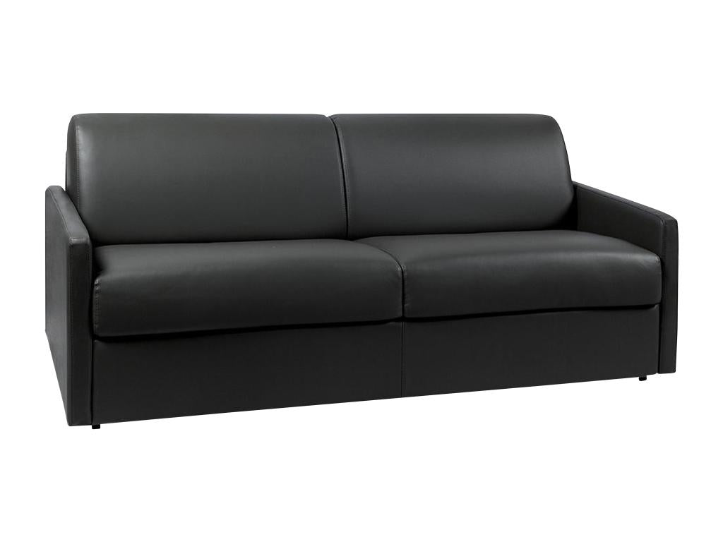 4-seater express convertible sofa in black faux leather - Dormeva wide sleeping area 160 cm - 18 cm Dormeva mattress IKJU06854