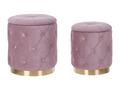 Set of 2 Lysvia storage poufs, velvet, 40/33 cm, pink, HRED58925