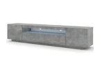 Aura 200cm Universal Low TV Unit, Wall or Floor Standing, Concrete Finish with LED Lighting FXUJ80065