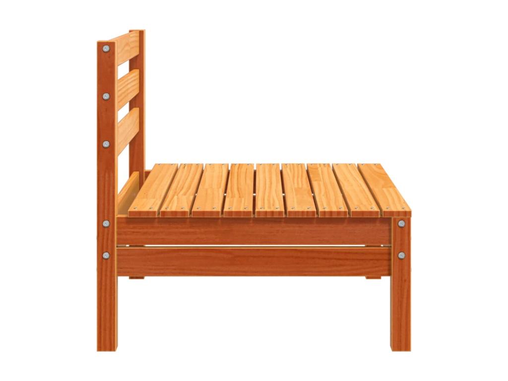 Armless garden sofas, 4 pieces, brown wax finish, solid wood, IKLD57580