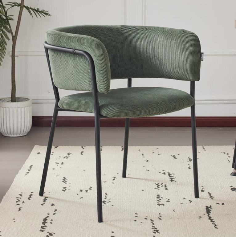 Set of 2 green corduroy dining chairs - Lysvia UZKO06119