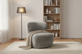 Low round armchair in heather grey fabric with rounded backrest - Dormeva WJCB96297