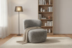 Low round armchair in heather grey fabric with rounded backrest - Dormeva WJCB96297