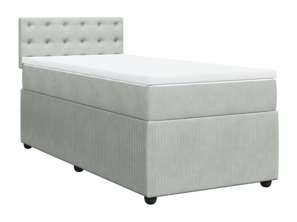 Lysvia bed base and mattress, light grey, 90x190 cm, velvet, DMKR78004