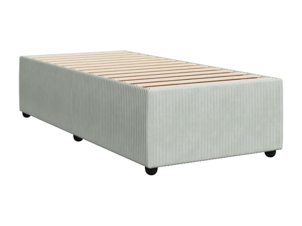 Lysvia bed base and mattress, light grey, 90x190 cm, velvet, DMKR78004