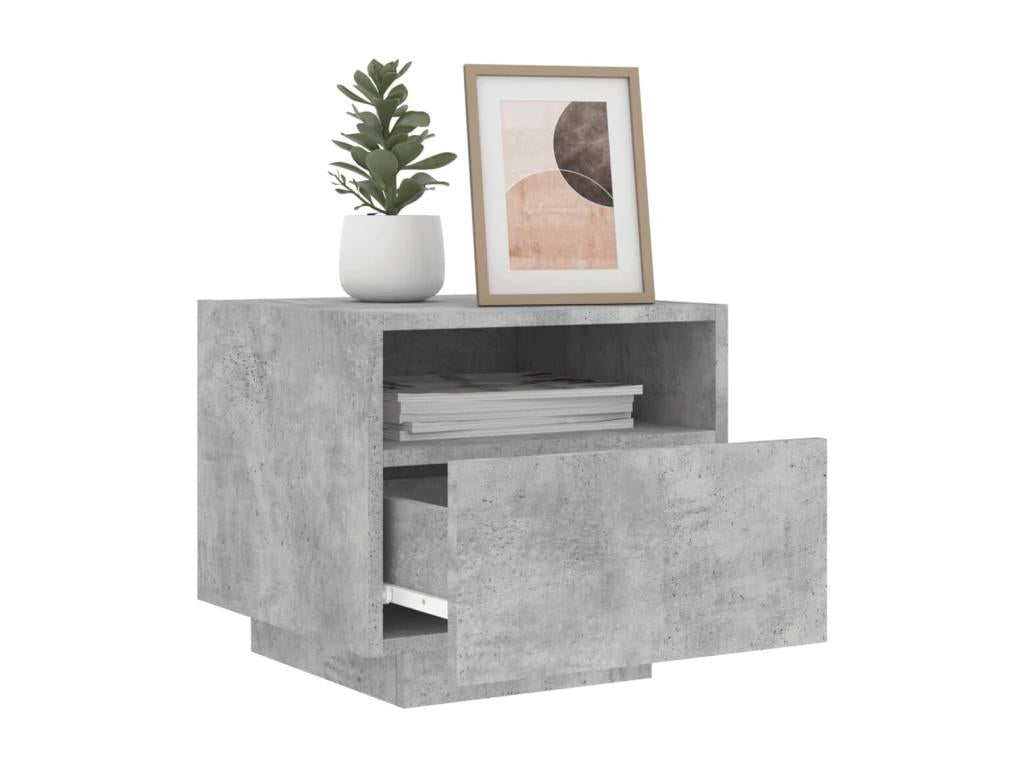 Bedside cabinets with LED lights, 2 pcs, concrete grey, IWXO71306