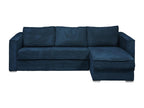Express convertible and reversible corner sofa in midnight blue corduroy - Lysvia sleeping area, 140 cm wide - 14 cm Lysvia mattress WDIM69396