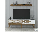 Dormeva TV Stand, Living Room Sideboard, Low TV Cabinet, Wall-Mounted Storage Base, 140x45x35 cm, Walnut and White, QZEI87736