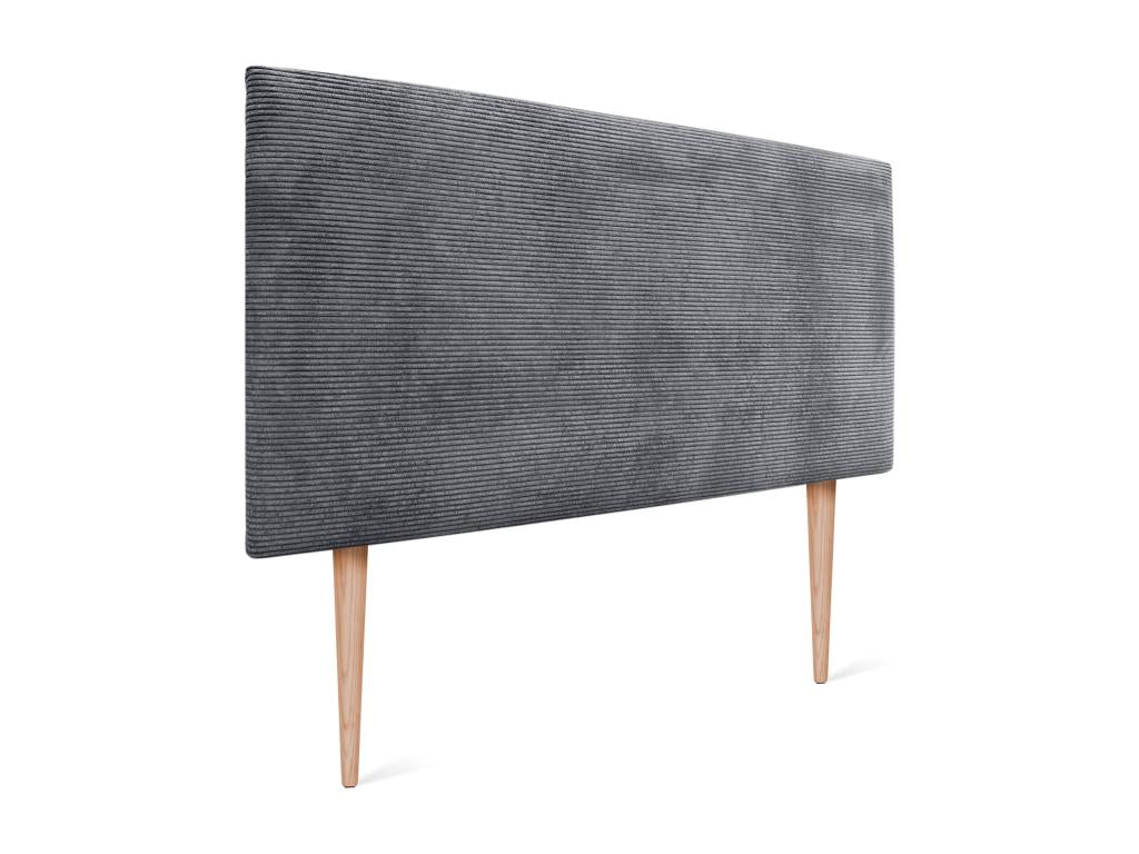 Lysvia Plain Corduroy Headboard 150x105 with Bed Legs 150/160 - Dark Grey KRLL55194