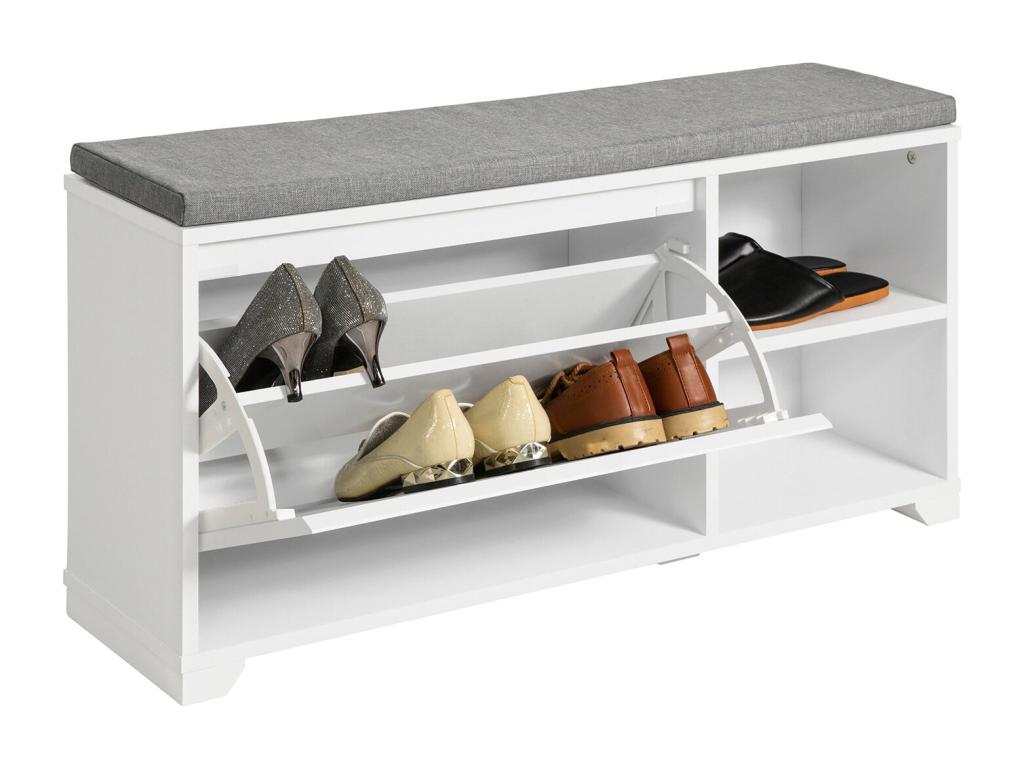 Shoe Bench, Shoe Cabinet, Entryway Furniture with Cushion, 2 Compartments Fsr119-w XJCO01785