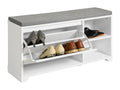 Shoe Bench, Shoe Cabinet, Entryway Furniture with Cushion, 2 Compartments Fsr119-w XJCO01785