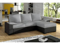 Convertible corner sofa - in grey fabric and black faux leather, right-hand corner as seen from the front - Lysvia CXEQ21864