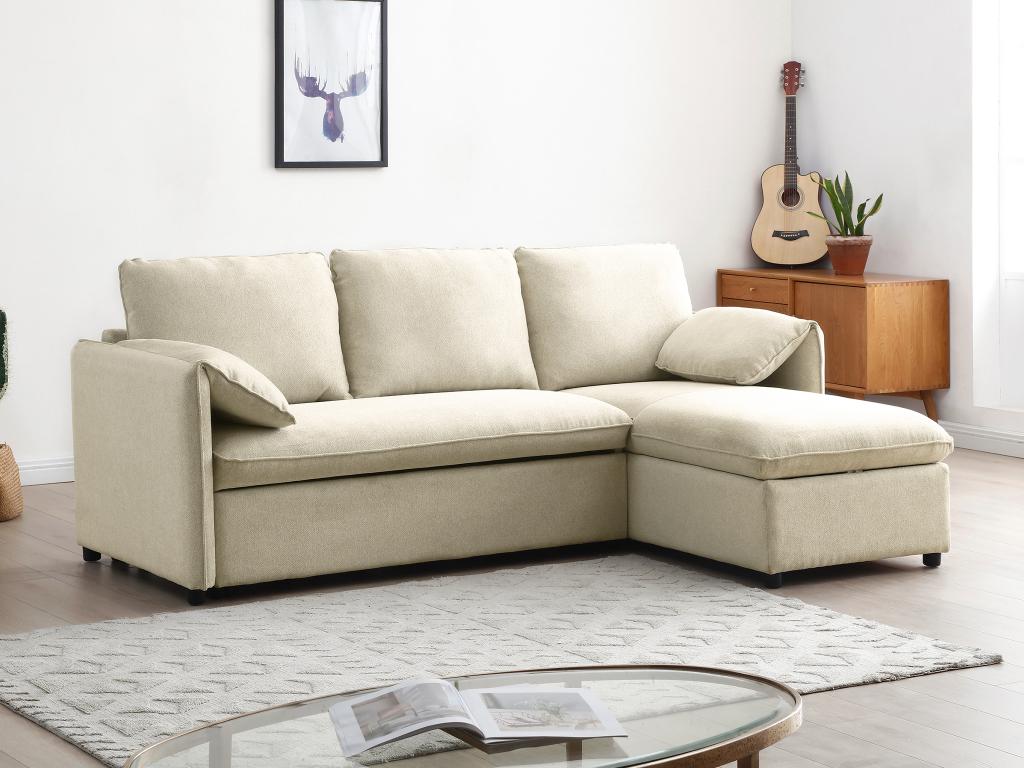 Lysvia MAEM67174 Convertible and Reversible Corner Sofa in Beige Fabric