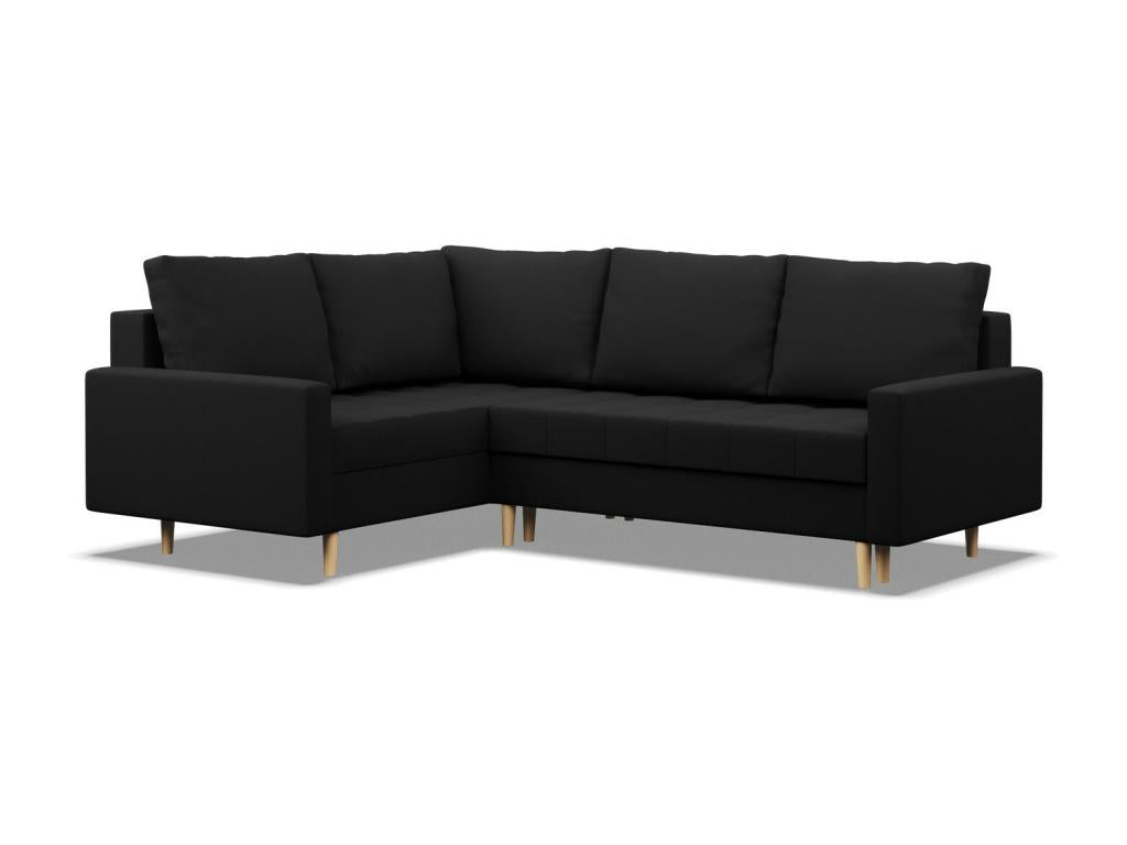 Left Corner Sofa with Ottoman Bed Function Black JUTG70613
