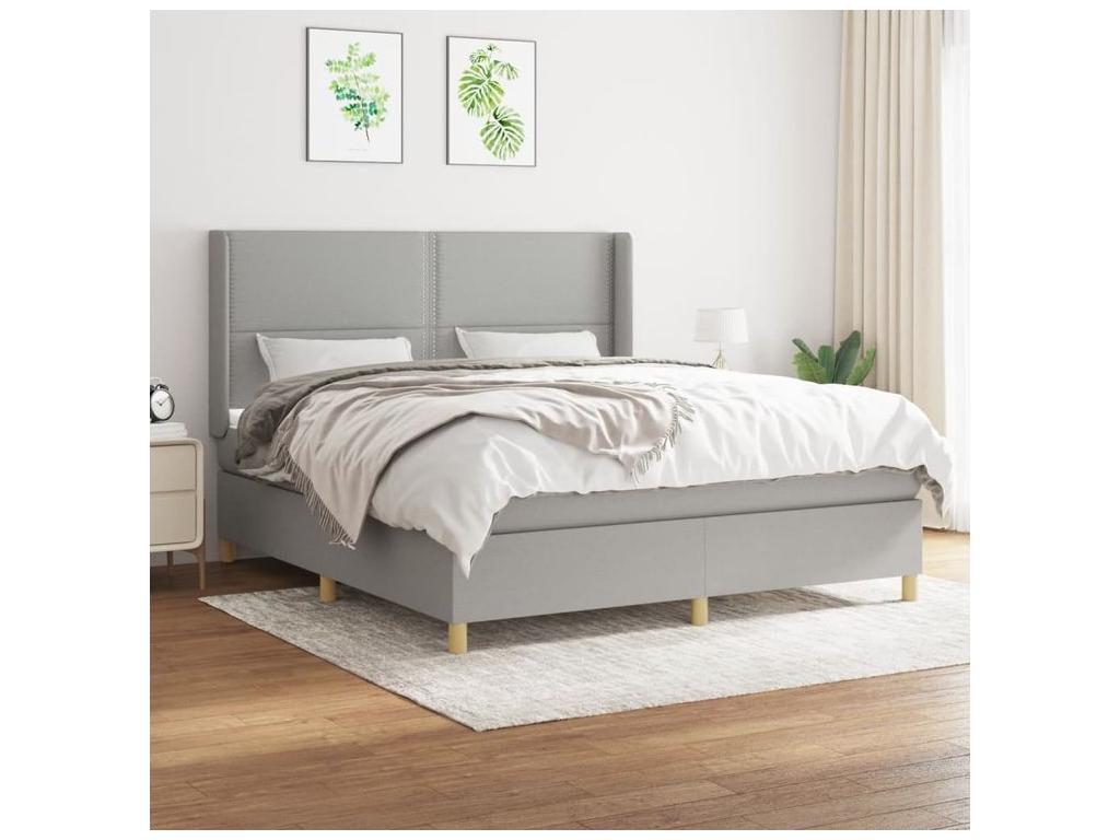 Lysvia bed base with light grey mattress 160x200 Fabric FVML24485