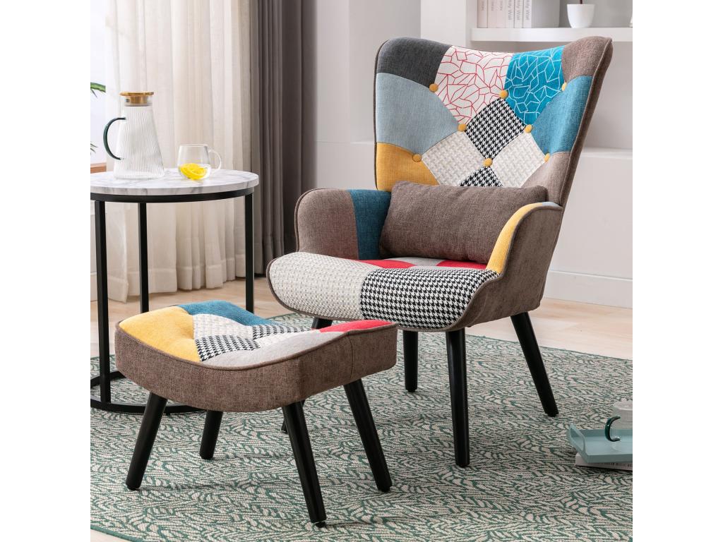 Wingback armchair, relaxation chair with footstool, Dormeva wingback armchair, lounge chair NGRV35209