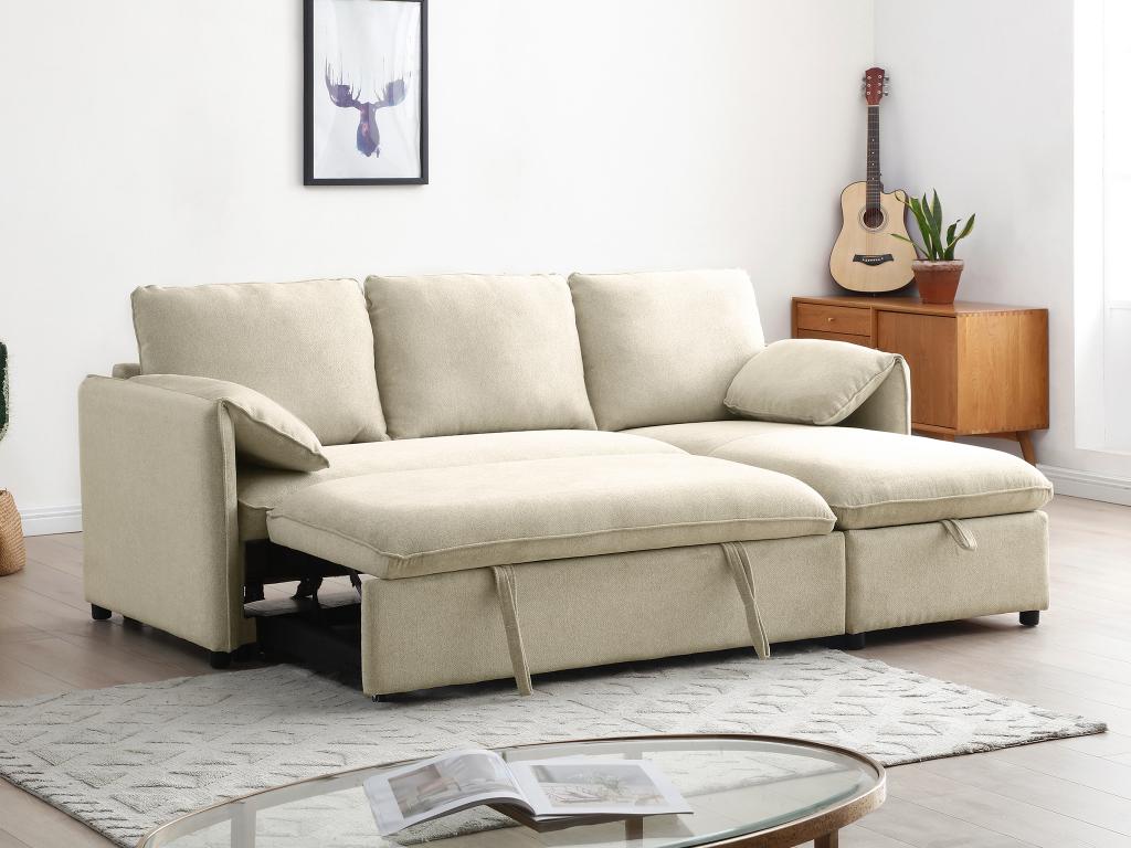 Lysvia MAEM67174 Convertible and Reversible Corner Sofa in Beige Fabric