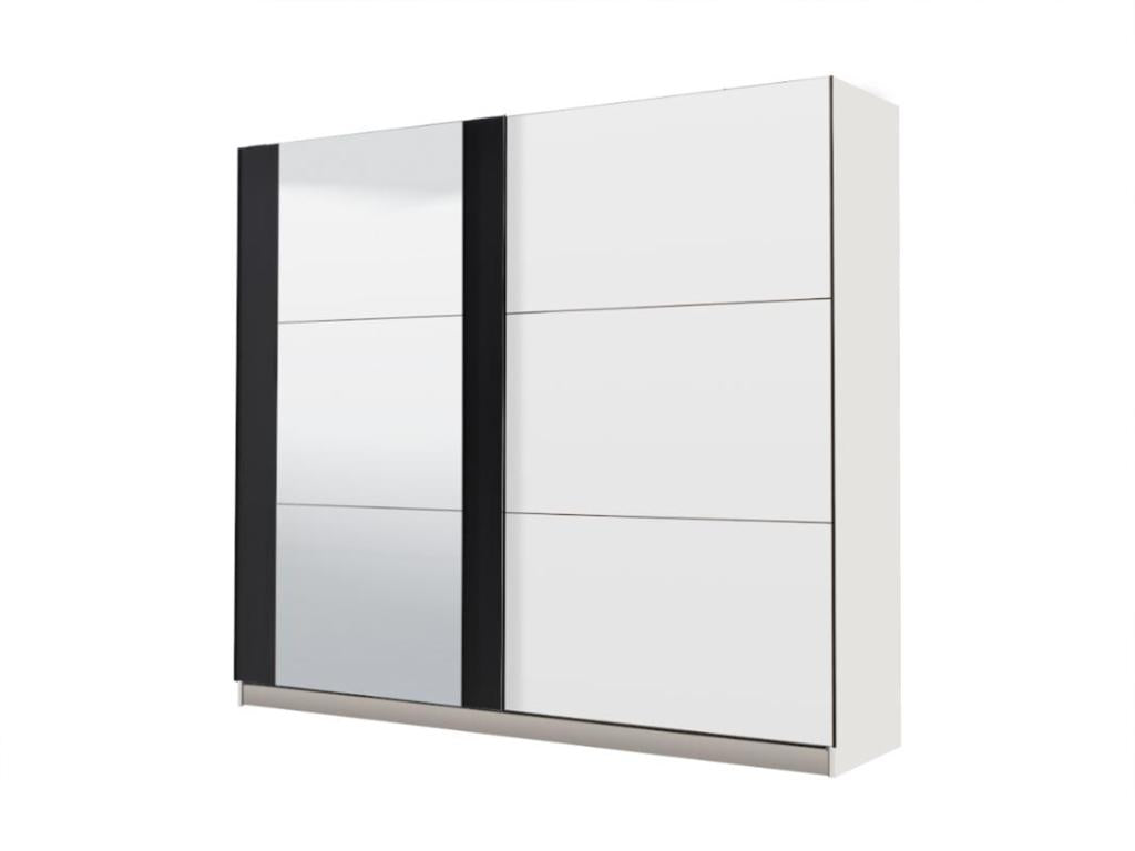 Dormeva Wardrobe - 2 Sliding Doors - With Mirror - W.217 cm - White and Black RABV03527