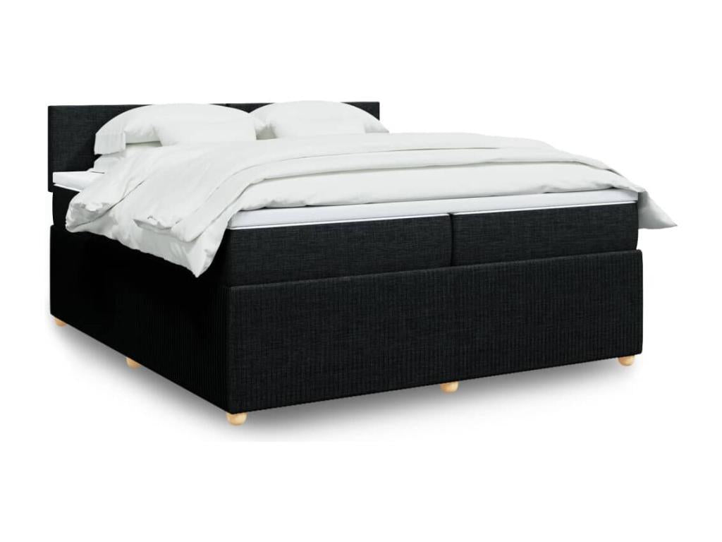 Lysvia bed base with black mattress 200x200 cm fabric VKRY03635